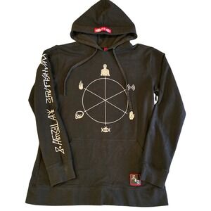 Meow Wolf Convergence Station Black Graphic Hoodie Alien Script Symbols Small